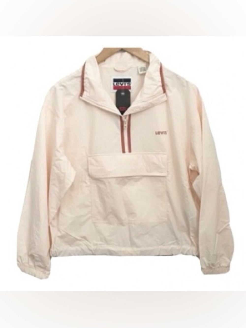 Levi’s NWT Windbreaker Hoodie Light Pink Powder Pink Half Zip Pullover L